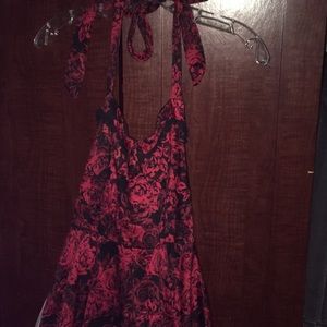 Black dress with red flowers
